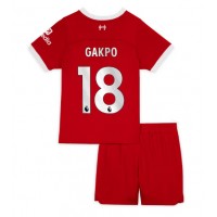 Liverpool Cody Gakpo #18 Heimtrikotsatz Kinder 2023-24 Kurzarm (+ Kurze Hosen)